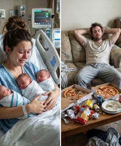 Miután hazahoztam az újszülött hármasikkeimet, láttam, hogy a férjem kigúnyolt az Instagramon – így egy estét készítettem, ami örökre megtanítja neki.