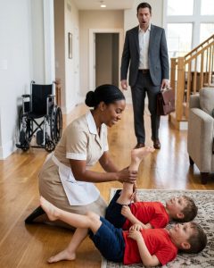 Egy milliárdos apa tökéletes orvosi rutint épített ki, hogy megvédje bénult ikerfiait — egészen addig, amíg korán hazaért, és a házvezetőnővel a padlón találta őket, nem tudva, hogy egyetlen apró mozdulat mindent megkérdőjelez neki, amit mondtak