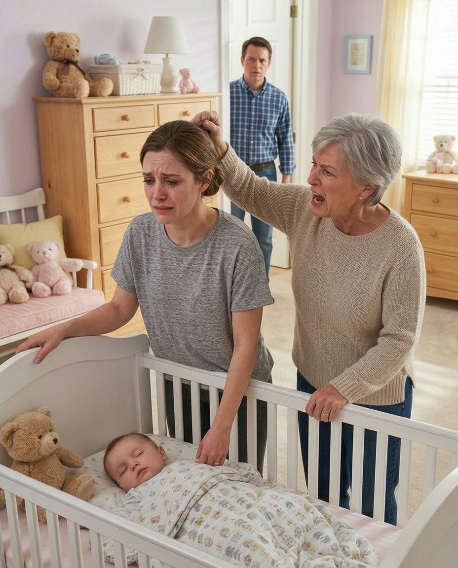 Beállítottam a kamerát, hogy megnézzem a babámat alváskor, de amit hallottam, az először összetört: anyám morgott: "A fiamon élsz, és még mindig mered kimondani, hogy fáradt vagy?" Aztán, közvetlenül a gyerekágyam mellett, megragadta a feleségem haját.